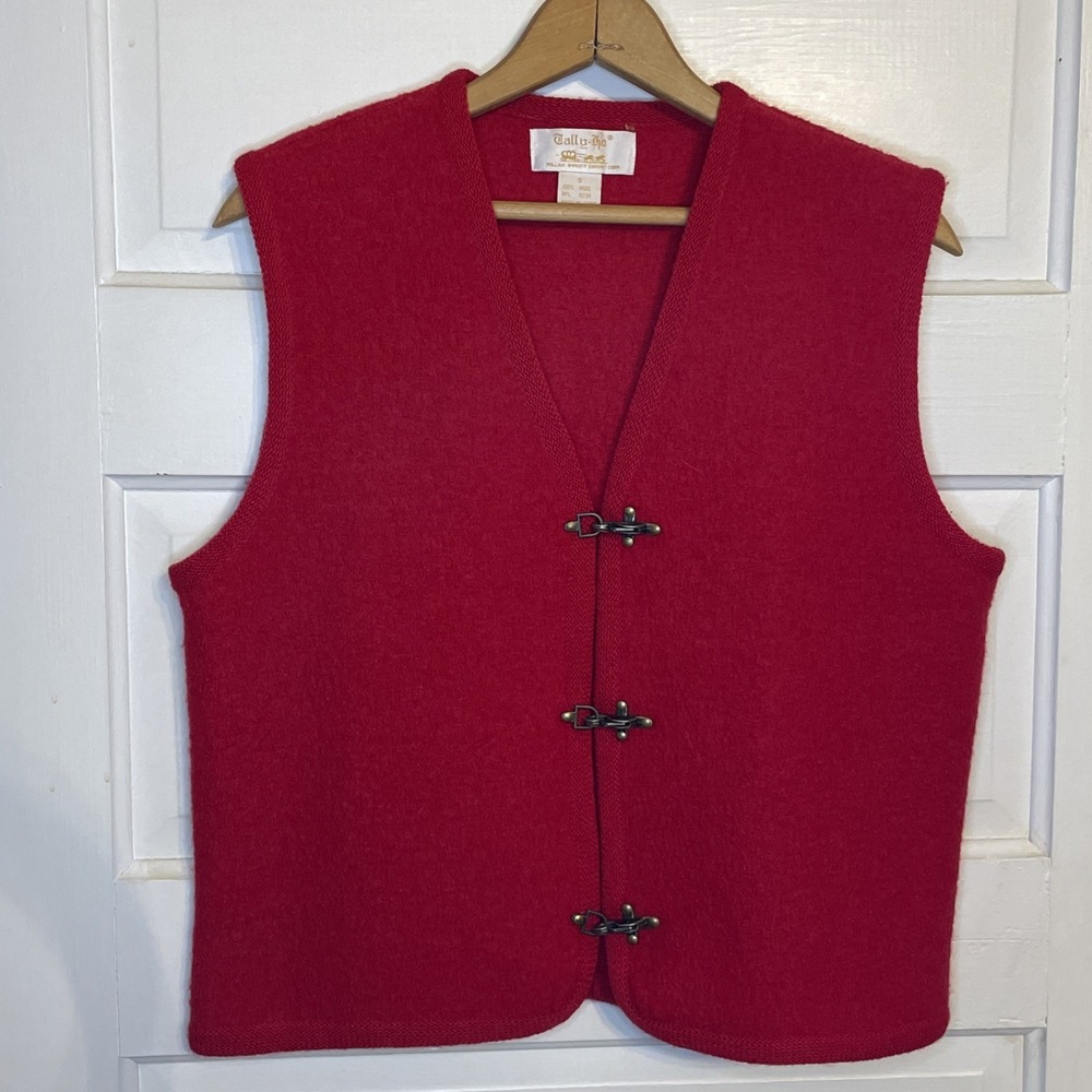 Wool Vest Red Small Men's Metal Buckle Clasps Dad Core